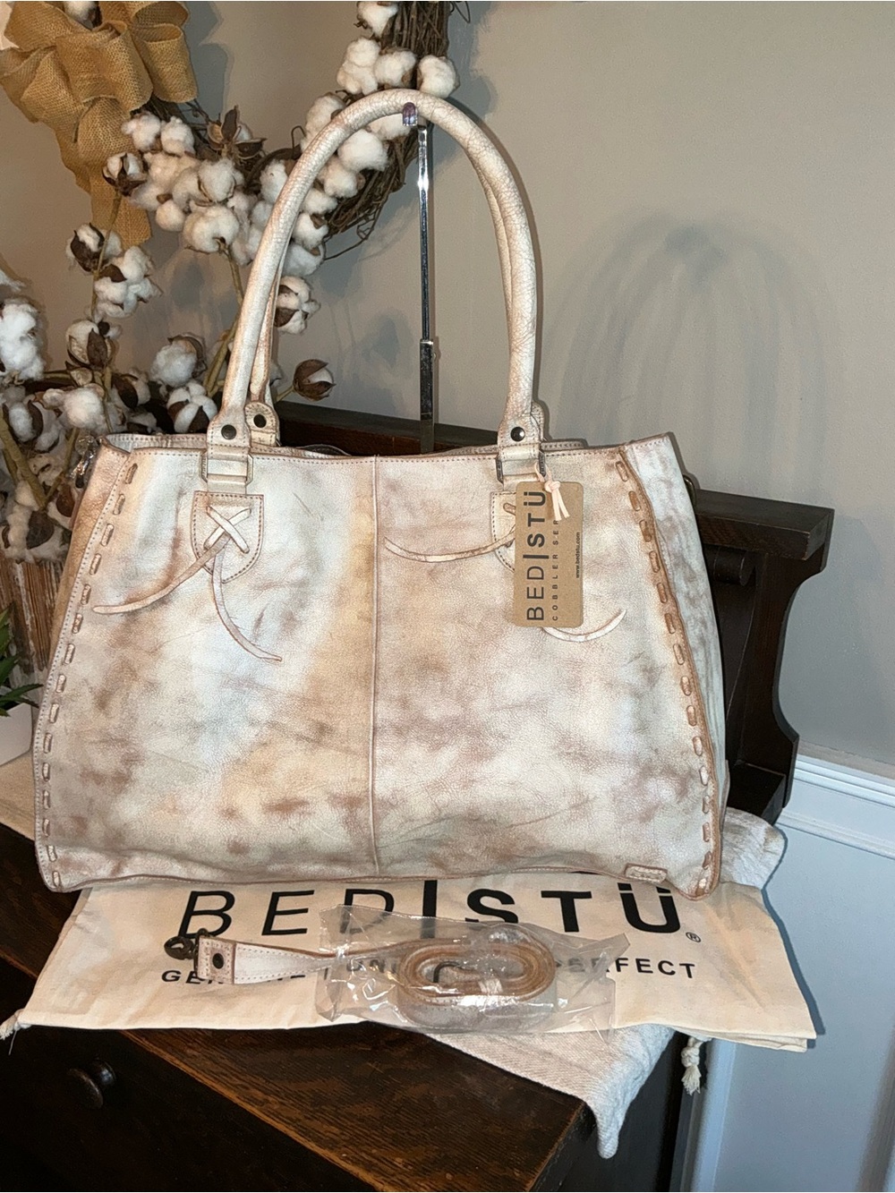 NWT Bed Stu Leather Rockaway Shoulder Crossbody Bag Tote Nectar Lux MSPR $345